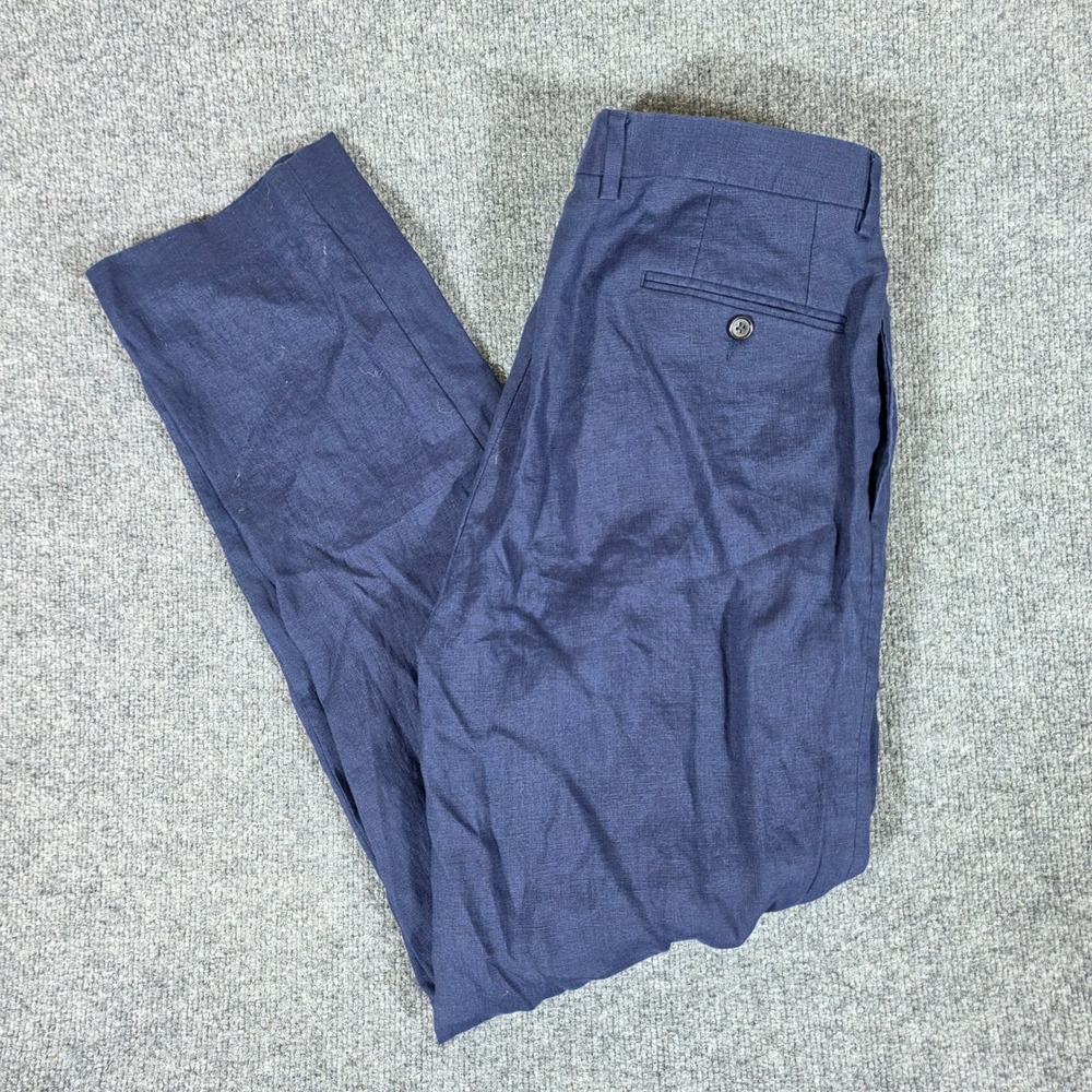 Lauren Ralph Lauren Mens Blue 100% Linen Dress Pants Tagged 34x32 Actual 33x30